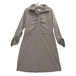Tehama Womens Dress Long Sleeve Collared Button Up Gray Sz L